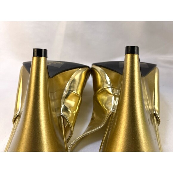 Db Dk Fashion Pump Women's Szes 6.5 4" Heel Slingback Peep Toe Gold Rhinestones - Picture 4 of 11